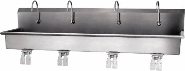 SANI-LAV - 77" Long x 16-1/2" Wide Inside, 1 Compartment, Grade 304 Stainless Steel Hands Free Hand Sink - 16 Gauge, 80" Long x 20" Wide x 18" High Outside, 8" Deep - Exact Tooling