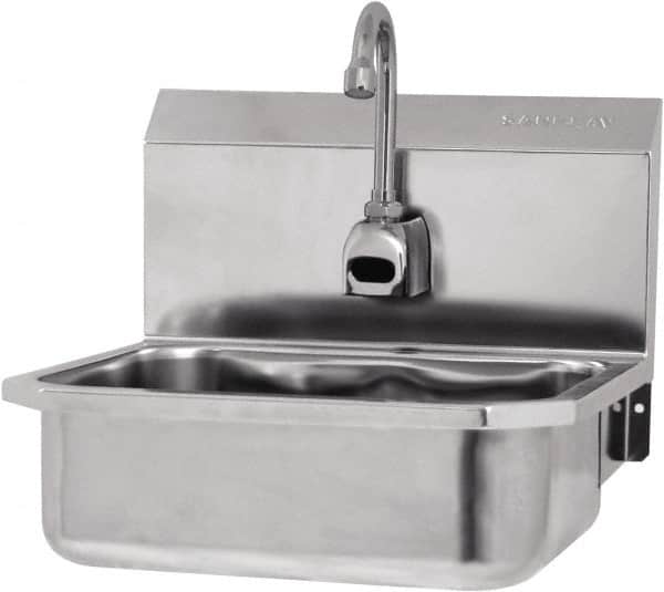 SANI-LAV - 14" Long x 11" Wide Inside, 1 Compartment, Grade 304 Stainless Steel Hands Free Hand Sink - 18 Gauge, 16" Long x 15-1/4" Wide x 16" High Outside, 5" Deep - Exact Tooling