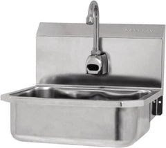 SANI-LAV - 14" Long x 11" Wide Inside, 1 Compartment, Grade 304 Stainless Steel Hands Free Hand Sink - 18 Gauge, 16" Long x 15-1/4" Wide x 16" High Outside, 5" Deep - Exact Tooling