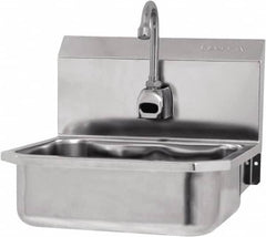 SANI-LAV - 14" Long x 11" Wide Inside, 1 Compartment, Grade 304 Stainless Steel Hands Free Hand Sink - 18 Gauge, 16" Long x 15-1/4" Wide x 16" High Outside, 5" Deep - Exact Tooling