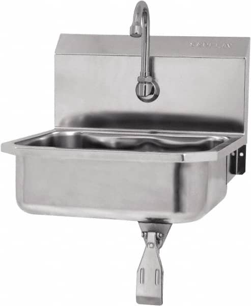SANI-LAV - 14" Long x 11" Wide Inside, 1 Compartment, Grade 304 Stainless Steel Hands Free Hand Sink - 18 Gauge, 16" Long x 15-1/4" Wide x 16" High Outside, 5" Deep - Exact Tooling