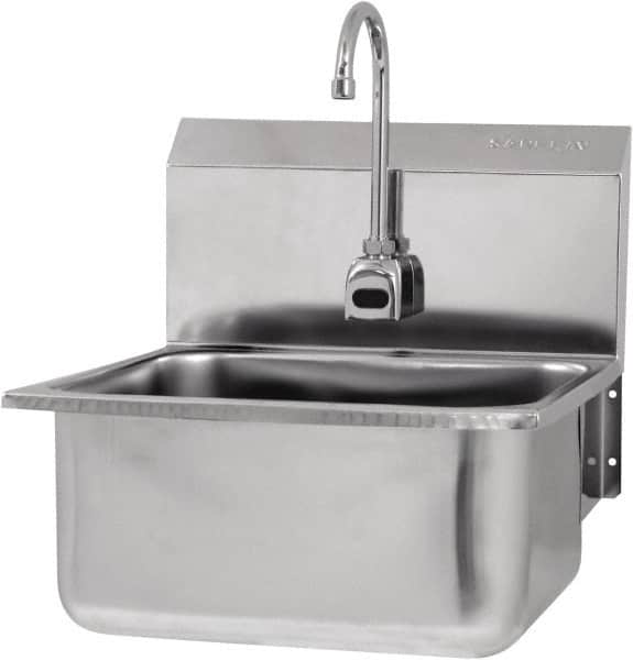 SANI-LAV - 19" Long x 16" Wide Inside, 1 Compartment, Grade 304 Stainless Steel Hands Free Hand Sink - 18 Gauge, 21" Long x 20" Wide x 24" High Outside, 10" Deep - Exact Tooling