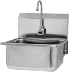 SANI-LAV - 19" Long x 16" Wide Inside, 1 Compartment, Grade 304 Stainless Steel Hands Free Hand Sink - 18 Gauge, 21" Long x 20" Wide x 24" High Outside, 10" Deep - Exact Tooling