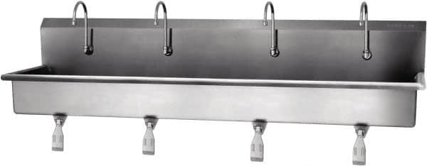 SANI-LAV - 77" Long x 16-1/2" Wide Inside, 1 Compartment, Grade 304 Stainless Steel Hands Free Hand Sink - 16 Gauge, 80" Long x 20" Wide x 18" High Outside, 8" Deep - Exact Tooling