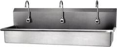 SANI-LAV - 57" Long x 16-1/2" Wide Inside, 1 Compartment, Grade 304 Stainless Steel Hands Free Hand Sink - 16 Gauge, 60" Long x 20" Wide x 18" High Outside, 8" Deep - Exact Tooling