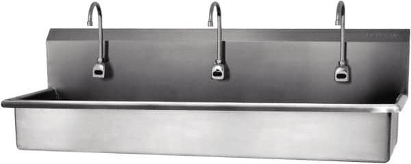 SANI-LAV - 57" Long x 16-1/2" Wide Inside, 1 Compartment, Grade 304 Stainless Steel Hands Free Hand Sink - 16 Gauge, 60" Long x 20" Wide x 18" High Outside, 8" Deep - Exact Tooling