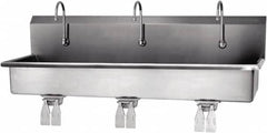 SANI-LAV - 57" Long x 16-1/2" Wide Inside, 1 Compartment, Grade 304 Stainless Steel Hands Free Hand Sink - 16 Gauge, 60" Long x 20" Wide x 18" High Outside, 8" Deep - Exact Tooling