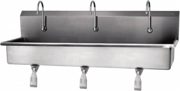 SANI-LAV - 57" Long x 16-1/2" Wide Inside, 1 Compartment, Grade 304 Stainless Steel Hands Free Hand Sink - 16 Gauge, 60" Long x 20" Wide x 18" High Outside, 8" Deep - Exact Tooling