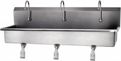 SANI-LAV - 57" Long x 16-1/2" Wide Inside, 1 Compartment, Grade 304 Stainless Steel Hands Free Hand Sink - 16 Gauge, 60" Long x 20" Wide x 18" High Outside, 8" Deep - Exact Tooling
