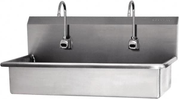 SANI-LAV - 57" Long x 16-1/2" Wide Inside, 1 Compartment, Grade 304 Stainless Steel Hands Free Hand Sink - 16 Gauge, 40" Long x 20" Wide x 18" High Outside, 8" Deep - Exact Tooling