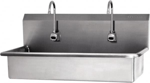 SANI-LAV - 37" Long x 16-1/2" Wide Inside, 1 Compartment, Grade 304 Stainless Steel Hands Free Hand Sink - 16 Gauge, 40" Long x 20" Wide x 18" High Outside, 8" Deep - Exact Tooling