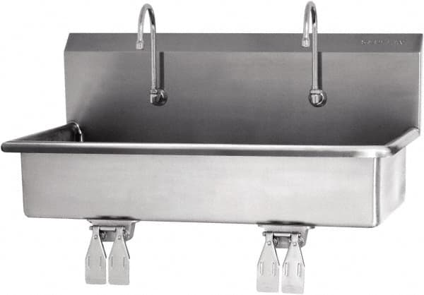 SANI-LAV - 37" Long x 16-1/2" Wide Inside, 1 Compartment, Grade 304 Stainless Steel Hands Free Hand Sink - 16 Gauge, 40" Long x 20" Wide x 18" High Outside, 8" Deep - Exact Tooling
