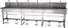 SANI-LAV - 117" Long x 16-1/2" Wide Inside, 1 Compartment, Grade 304 Stainless Steel Hands Free Hand Sink - 16 Gauge, 120" Long x 20" Wide x 45" High Outside, 8" Deep - Exact Tooling