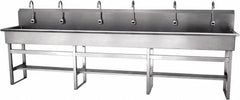 SANI-LAV - 117" Long x 16-1/2" Wide Inside, 1 Compartment, Grade 304 Stainless Steel Hands Free Hand Sink - 16 Gauge, 120" Long x 20" Wide x 45" High Outside, 8" Deep - Exact Tooling