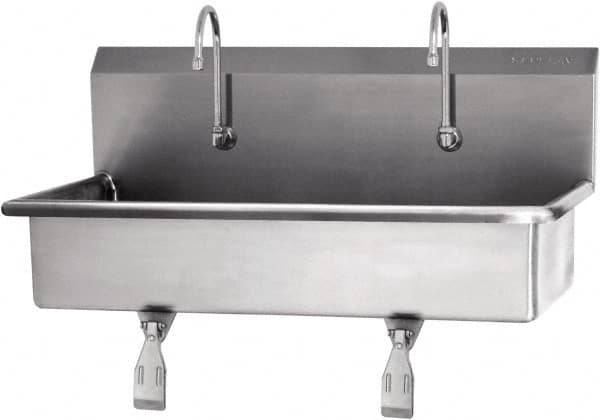 SANI-LAV - 37" Long x 16-1/2" Wide Inside, 1 Compartment, Grade 304 Stainless Steel Hands Free Hand Sink - 16 Gauge, 40" Long x 20" Wide x 18" High Outside, 8" Deep - Exact Tooling
