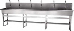 SANI-LAV - 117" Long x 16-1/2" Wide Inside, 1 Compartment, Grade 304 Stainless Steel Hands Free Hand Sink - 16 Gauge, 120" Long x 20" Wide x 45" High Outside, 8" Deep - Exact Tooling