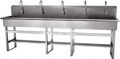 SANI-LAV - 97" Long x 16-1/2" Wide Inside, 1 Compartment, Grade 304 Stainless Steel Hands Free Hand Sink - 16 Gauge, 100" Long x 20" Wide x 45" High Outside, 8" Deep - Exact Tooling