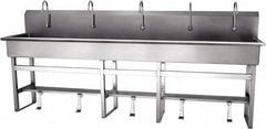SANI-LAV - 97" Long x 16-1/2" Wide Inside, 1 Compartment, Grade 304 Stainless Steel Hands Free Hand Sink - 16 Gauge, 100" Long x 20" Wide x 45" High Outside, 8" Deep - Exact Tooling