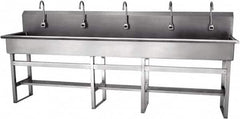 SANI-LAV - 97" Long x 16-1/2" Wide Inside, 1 Compartment, Grade 304 Stainless Steel Hands Free Hand Sink - 16 Gauge, 100" Long x 20" Wide x 45" High Outside, 8" Deep - Exact Tooling