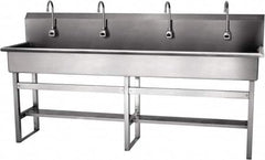 SANI-LAV - 77" Long x 16-1/2" Wide Inside, 1 Compartment, Grade 304 Stainless Steel Hands Free Hand Sink - 16 Gauge, 80" Long x 20" Wide x 45" High Outside, 8" Deep - Exact Tooling