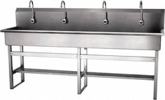 SANI-LAV - 77" Long x 16-1/2" Wide Inside, 1 Compartment, Grade 304 Stainless Steel Hands Free Hand Sink - 16 Gauge, 80" Long x 20" Wide x 45" High Outside, 8" Deep - Exact Tooling