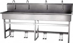 SANI-LAV - 77" Long x 16-1/2" Wide Inside, 1 Compartment, Grade 304 Stainless Steel Hands Free Hand Sink - 16 Gauge, 80" Long x 20" Wide x 45" High Outside, 8" Deep - Exact Tooling
