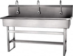 SANI-LAV - 57" Long x 16-1/2" Wide Inside, 1 Compartment, Grade 304 Stainless Steel Hands Free Hand Sink - 16 Gauge, 60" Long x 20" Wide x 45" High Outside, 8" Deep - Exact Tooling