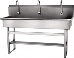 SANI-LAV - 57" Long x 16-1/2" Wide Inside, 1 Compartment, Grade 304 Stainless Steel Hands Free Hand Sink - 16 Gauge, 60" Long x 20" Wide x 45" High Outside, 8" Deep - Exact Tooling