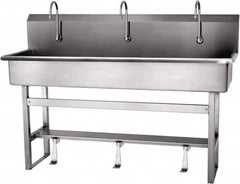 SANI-LAV - 57" Long x 16-1/2" Wide Inside, 1 Compartment, Grade 304 Stainless Steel Hands Free Hand Sink - 16 Gauge, 60" Long x 20" Wide x 45" High Outside, 8" Deep - Exact Tooling