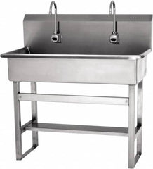 SANI-LAV - 57" Long x 16-1/2" Wide Inside, 1 Compartment, Grade 304 Stainless Steel Hands Free Hand Sink - 16 Gauge, 40" Long x 20" Wide x 45" High Outside, 8" Deep - Exact Tooling