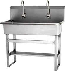 SANI-LAV - 37" Long x 16-1/2" Wide Inside, 1 Compartment, Grade 304 Stainless Steel Hands Free Hand Sink - 16 Gauge, 40" Long x 20" Wide x 45" High Outside, 8" Deep - Exact Tooling