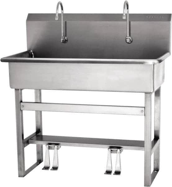 SANI-LAV - 37" Long x 16-1/2" Wide Inside, 1 Compartment, Grade 304 Stainless Steel Hands Free Hand Sink - 16 Gauge, 40" Long x 20" Wide x 45" High Outside, 8" Deep - Exact Tooling