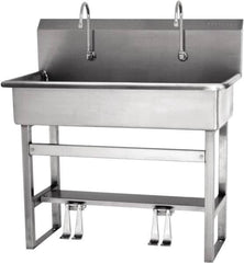 SANI-LAV - 37" Long x 16-1/2" Wide Inside, 1 Compartment, Grade 304 Stainless Steel Hands Free Hand Sink - 16 Gauge, 40" Long x 20" Wide x 45" High Outside, 8" Deep - Exact Tooling
