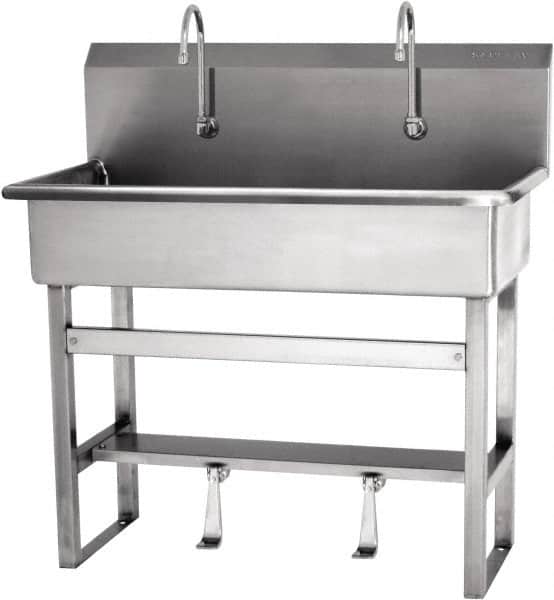 SANI-LAV - 37" Long x 16-1/2" Wide Inside, 1 Compartment, Grade 304 Stainless Steel Hands Free Hand Sink - 16 Gauge, 40" Long x 20" Wide x 45" High Outside, 8" Deep - Exact Tooling