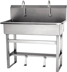 SANI-LAV - 37" Long x 16-1/2" Wide Inside, 1 Compartment, Grade 304 Stainless Steel Hands Free Hand Sink - 16 Gauge, 40" Long x 20" Wide x 45" High Outside, 8" Deep - Exact Tooling