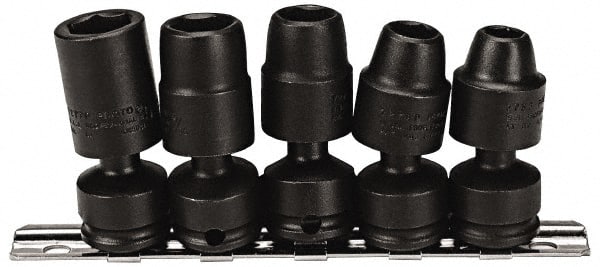 Proto - 5 Piece 3/8" Drive Impact Socket Set - 6 Points, 3/8" to 5/8" Range, Inch Measurement Standard - Exact Tooling