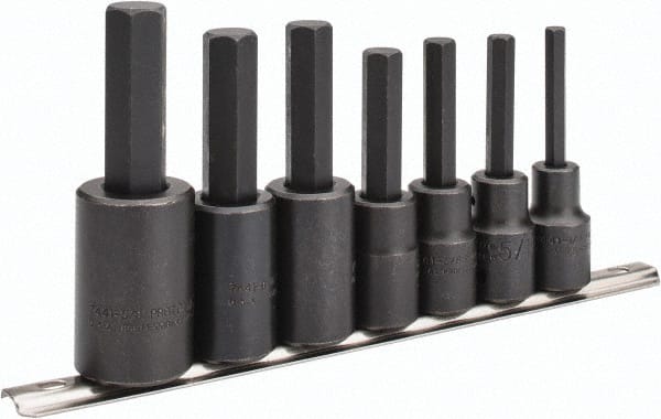 Proto - 7 Piece 1/2" Drive Inch Impact Hex Bit Socket Set - 1/4 to 5/8" Hex - Exact Tooling