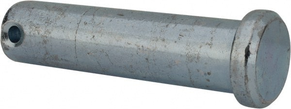 Made in USA - 5/8" Pin Diam, 2-1/2" OAL, Standard Clevis Pin - 5/32" Hole, 2-11/32" Usable Length, Zinc-Plated Steel - Exact Tooling