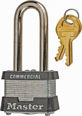 Master Lock - 2" Shackle Clearance, Keyed Alike Laminated Steel Padlock - 9/32" Shackle Diam, Laminated Steel - Exact Tooling