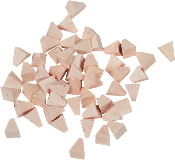 Raytech - 5 Lb/Cubic Ft Density, Plastic Carrier, Pyramid Shaped, Tumbling Media - Fine Cut for Fine Surface Finish, Wet Operation, 1/4" High x 1/4" Long Base - Exact Tooling