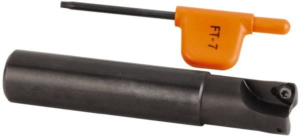 Kennametal - 5/8" Cut Diam, 0.033" Max Depth, 5/8" Shank Diam, Cylindrical Shank Indexable High-Feed Helical End Mill - Screw Holding Method, WP..0302.. Insert, KF Toolholder, Through Coolant - Exact Tooling