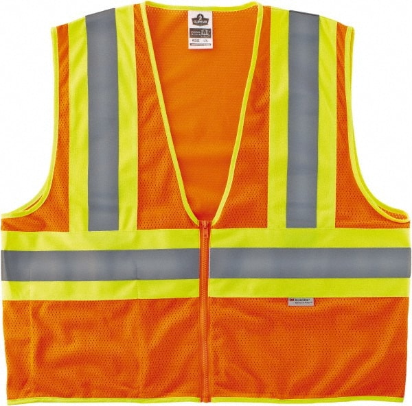 Ergodyne - Size 4X/5XL High Visibility Orange Mesh General Purpose Vest - 58 to 64" Chest, ANSI/ISEA 107, Zipper Closure, 1 Pocket, Polyester - Exact Tooling