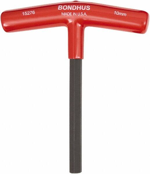 Bondhus - 10mm Hex, T-Handle Cushion Grip, Hex Key - 152mm OAL, Metric System of Measurement - Exact Tooling
