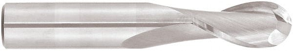 Niagara Cutter - 1" Diam, 4" LOC, 2 Flute Solid Carbide Ball End Mill - TiAlN Finish, Single End, 7" OAL, 1" Shank Diam, Spiral Flute - Exact Tooling