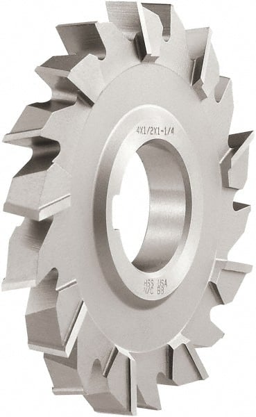 Keo - 4" Diam x 1/2" Width of Cut, 18 Teeth, High Speed Steel Side Milling Cutter - Staggered Teeth, TiCN Coated - Exact Tooling
