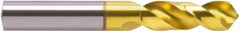Guhring - #42 118° Spiral Flute Cobalt Screw Machine Drill Bit - TiN Finish, Right Hand Cut, Four Facet, Split Point, Straight Shank - Exact Tooling