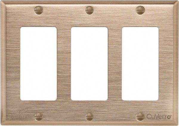 Cooper Wiring Devices - 3 Gang, 4-1/2 Inch Long, Standard Switch Plate - Decorator Switch, Rose, Antimicrobial Copper - Exact Tooling