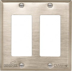 Cooper Wiring Devices - 2 Gang, 4-1/2 Inch Long, Standard Switch Plate - Decorator Switch, White Bronze, Antimicrobial Copper - Exact Tooling