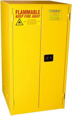 PRO-SAFE - 2 Door, 2 Shelf, Yellow Steel Standard Safety Cabinet for Flammable and Combustible Liquids - 65" High x 34" Wide x 34" Deep, Manual Closing Door, 3 Point Key Lock, 60 Gal Capacity - Exact Tooling