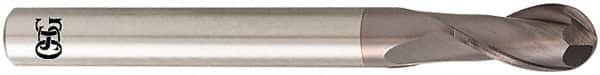 OSG - 12mm Diam, 22mm LOC, 2 Flute Solid Carbide Ball End Mill - TiAlN Finish, Single End, 110mm OAL, 12mm Shank Diam, Spiral Flute - Exact Tooling